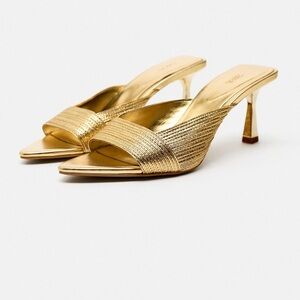 Never Worn Zara Metallic Gold Sandals